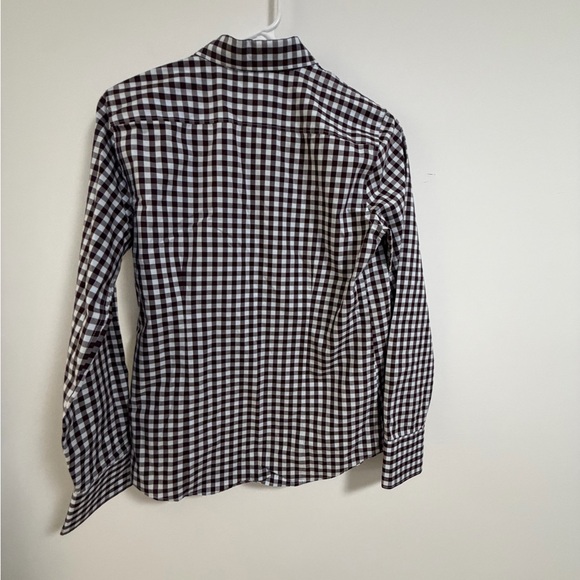Lands' End Women’s Brown Gingham Shirt - No Iron Supima - Picture 10 of 11